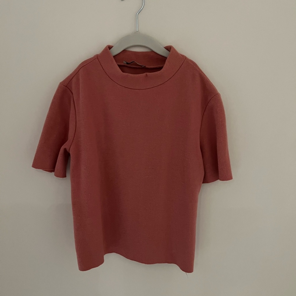 Short sleeve cotton sweater- beautiful rose color from Europe!